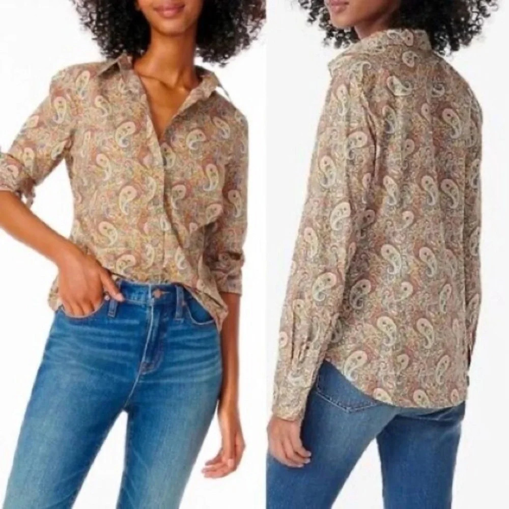 J. Crew x Liberty Fabrics  Lee Manor Paisley Button Front Shirt - Size 6
